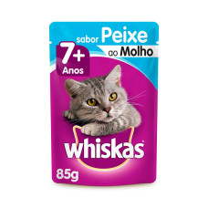 Ração Úmida Whiskas Para Gatos Adultos 7+ Anos Sachê Sabor Peixe ao Molho - 85g