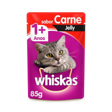 Ração Úmida Whiskas Sachê Jelly para Gatos Adultos Sabor Carne - 85g