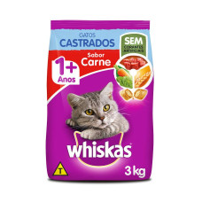 Ração Whiskas para Gatos Adultos Castrados Sabor Carne 2,7kg