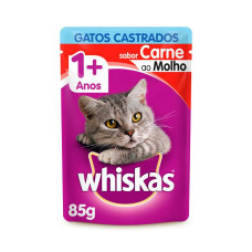 Ração Úmida Whiskas Para Gatos Castrados Sachê Sabor Carne - 85g