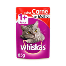 Ração Úmida Whiskas Sachê para Gatos Adultos Sabor Carne ao Molho - 85g